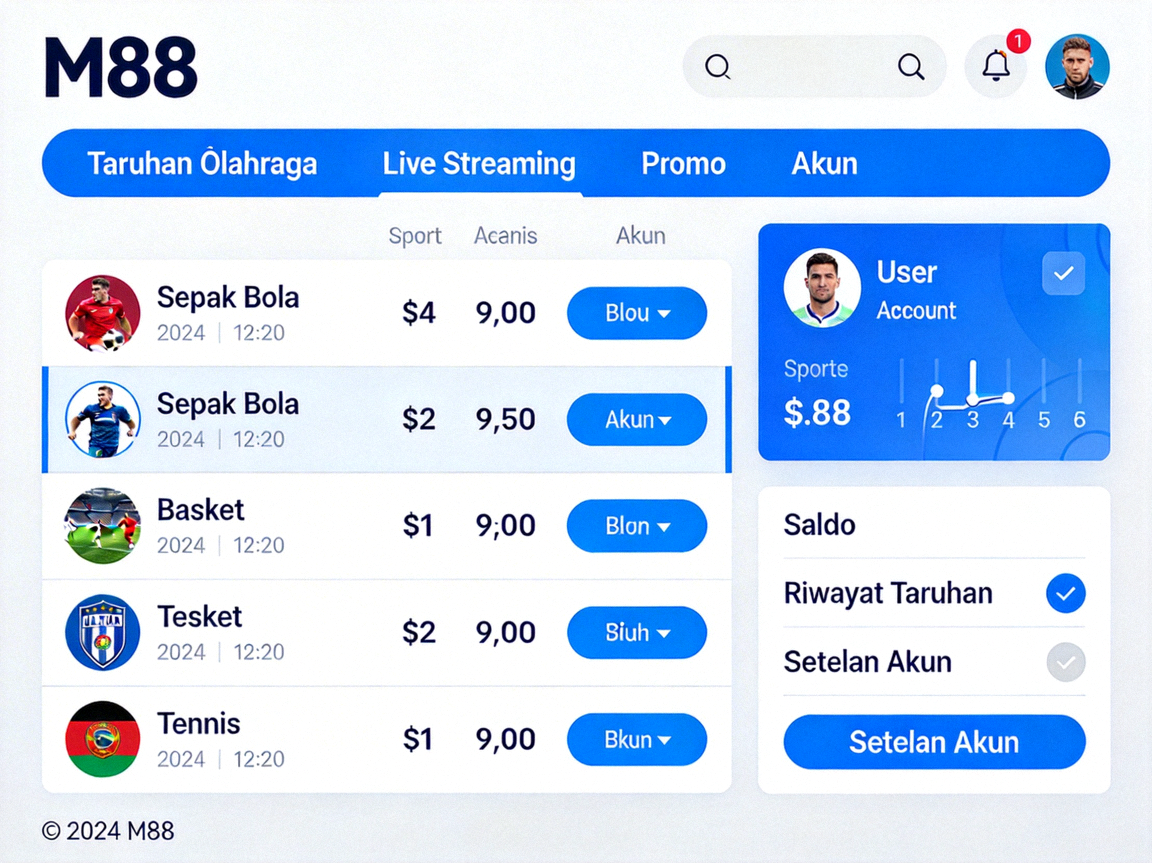 Platform taruhan olahraga M88 yang lengkap